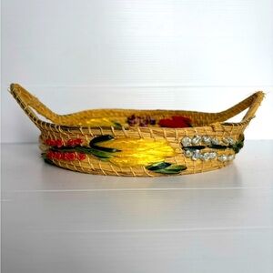 Vintage Hand Woven Straw Wicker Basket